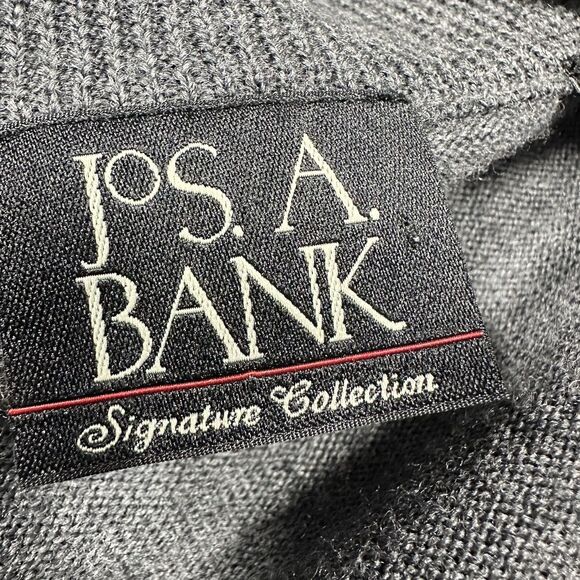 Jos A Bank Men’s XXL Sweater 100% Merino Wool Gray 1/4 Zip Suede Elbow Patch - Picture 7 of 12